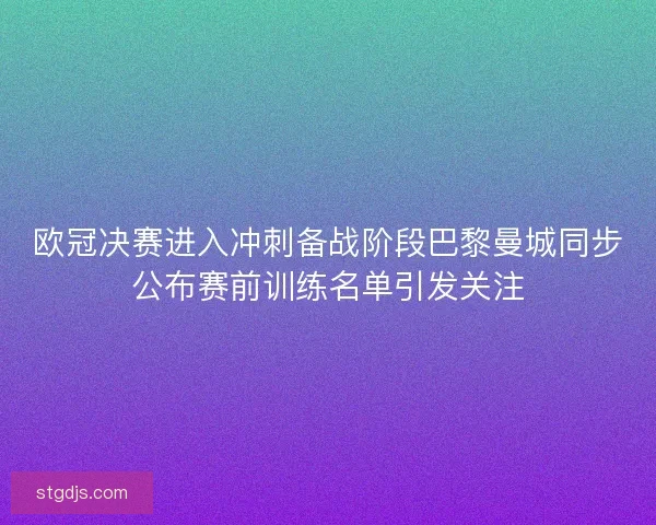 欧冠决赛进入冲刺备战阶段巴黎曼城同步公布赛前训练名单引发关注